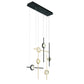 Eurofase Lighting Barletta 32" 6-Light Integrated LED Clear Glass Shade Anodized Gold and Black Multi Drop Chandelier