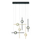 Eurofase Lighting Barletta 32" 6-Light Integrated LED Clear Glass Shade Anodized Gold and Black Multi Drop Chandelier