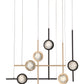 Eurofase Lighting Barletta 32" 6-Light Integrated LED Clear Glass Shade Anodized Gold and Black Multi Drop Chandelier