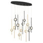 Eurofase Lighting Barletta 38" 12-Light Dimmable Integrated LED Black And Gold Oval Chandelier With Black And Gold Anodized Aluminum Shades