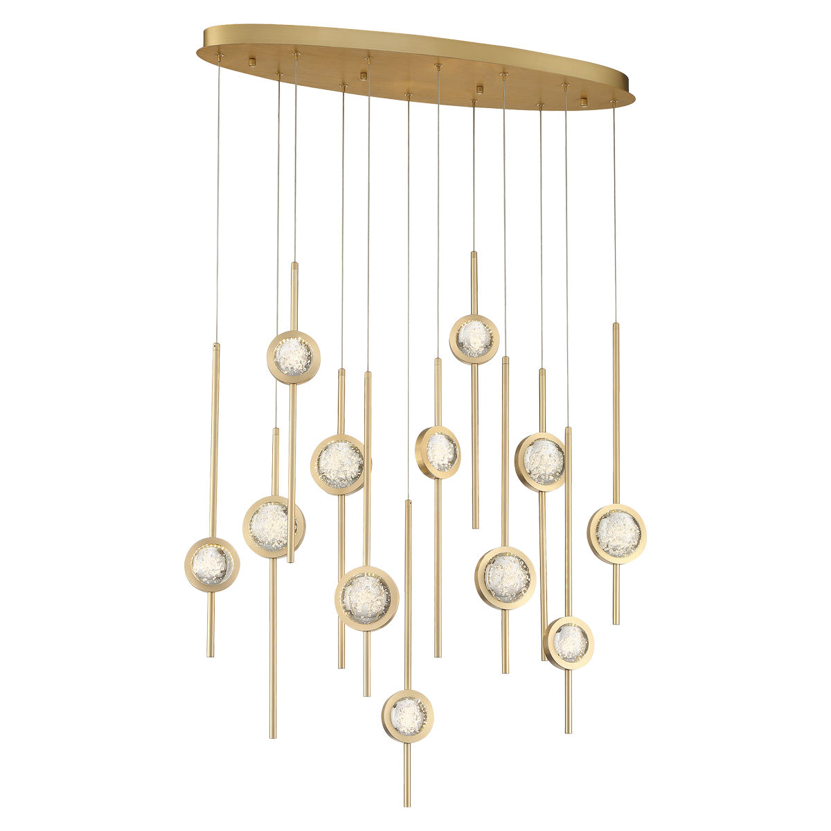 Eurofase Lighting Barletta 38" 12-Light Dimmable Integrated LED Gold Oval Chandelier With Gold Anodized Aluminum Shades