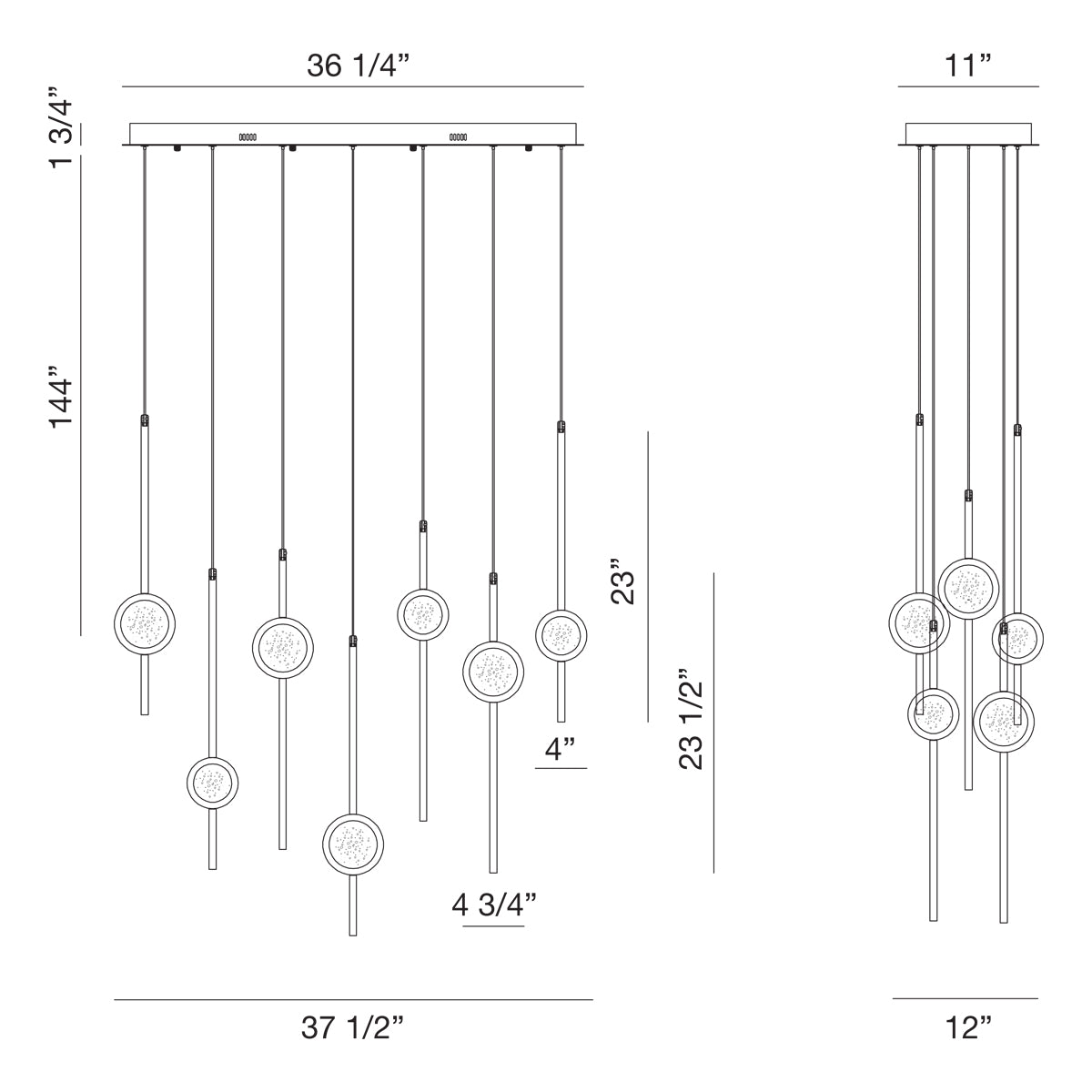 Eurofase Lighting Barletta 38" 12-Light Dimmable Integrated LED Gold Oval Chandelier With Gold Anodized Aluminum Shades