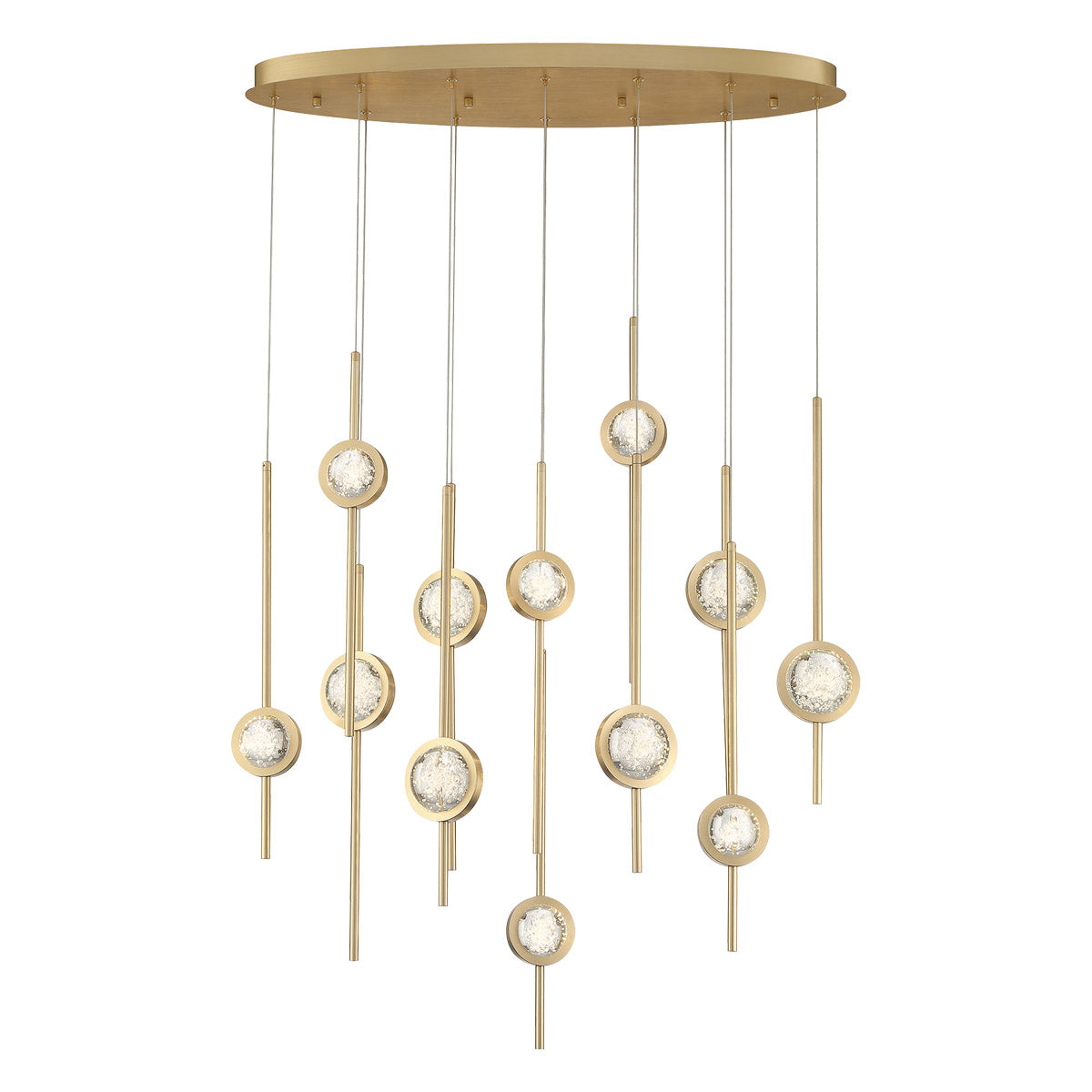 Eurofase Lighting Barletta 38" 12-Light Dimmable Integrated LED Gold Oval Chandelier With Gold Anodized Aluminum Shades