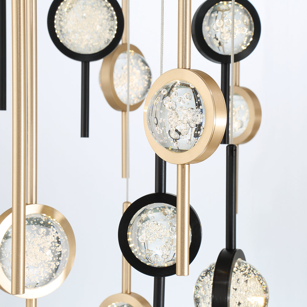 Eurofase Lighting Barletta 40" 26-Light Dimmable Integrated LED Black And Gold Round Chandelier With Black And Gold Anodized Aluminum Shades