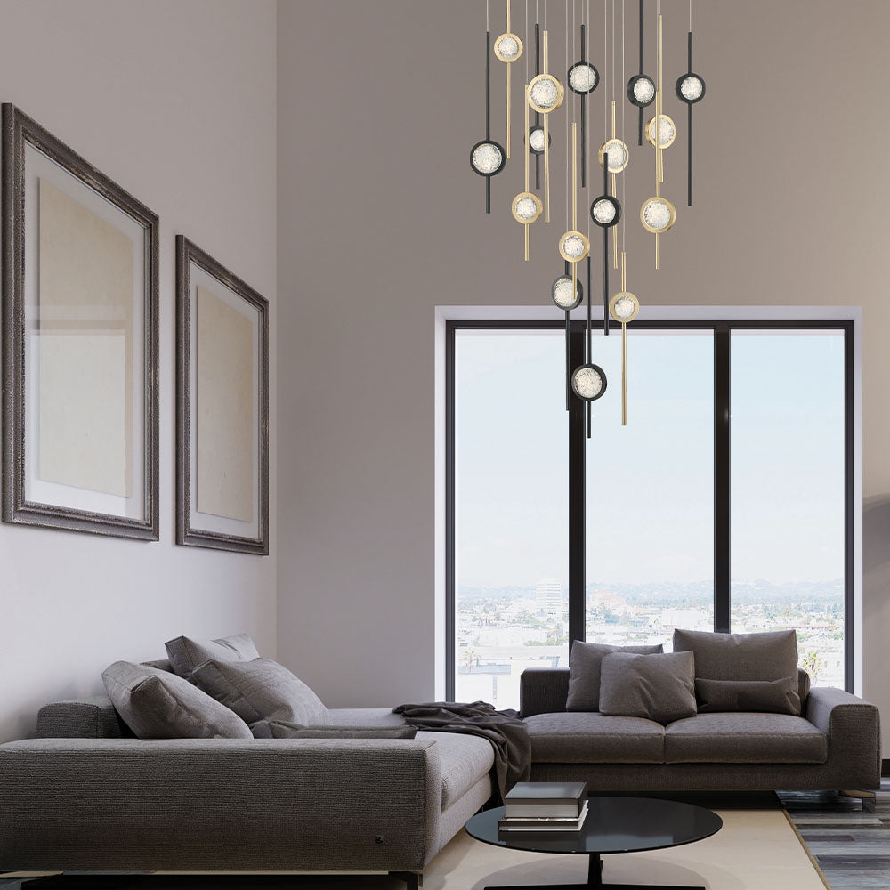 Eurofase Lighting Barletta 40" 26-Light Dimmable Integrated LED Black And Gold Round Chandelier With Black And Gold Anodized Aluminum Shades