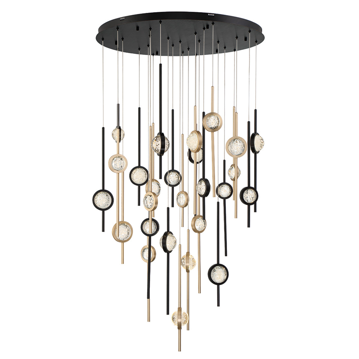 Eurofase Lighting Barletta 40" 26-Light Dimmable Integrated LED Black And Gold Round Chandelier With Black And Gold Anodized Aluminum Shades