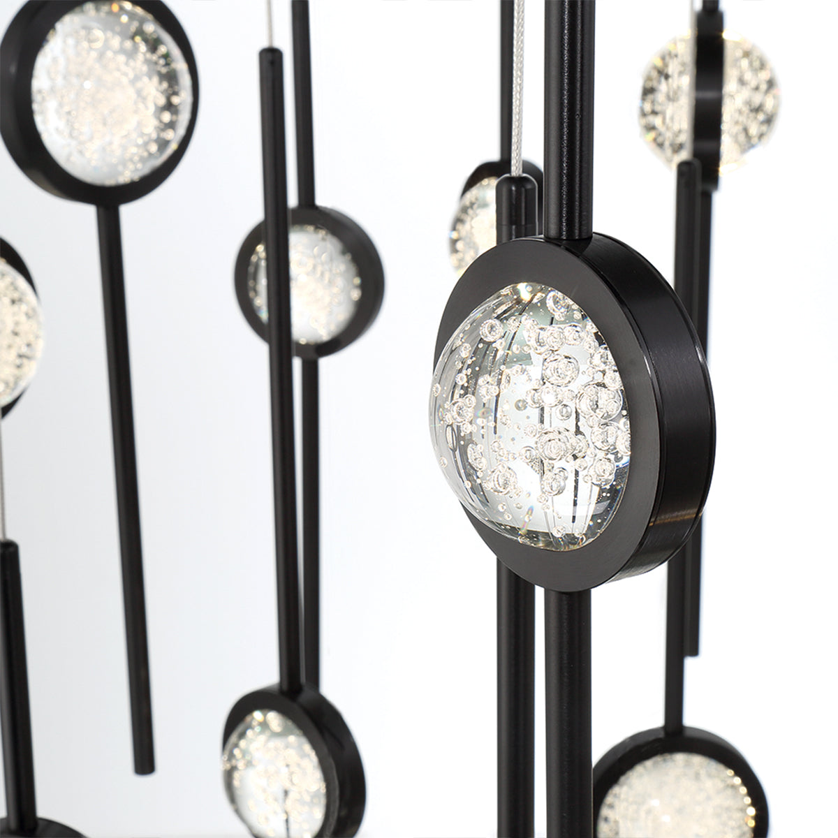 Eurofase Lighting Barletta 40" 26-Light Dimmable Integrated LED Black Round Chandelier With Black Anodized Aluminum Shades