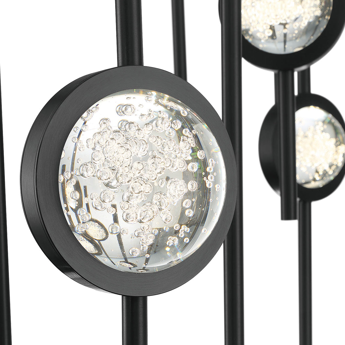 Eurofase Lighting Barletta 40" 26-Light Dimmable Integrated LED Black Round Chandelier With Black Anodized Aluminum Shades