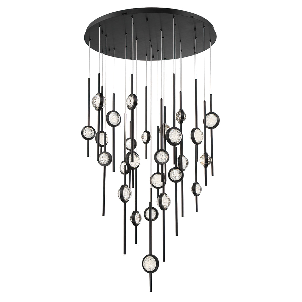 Eurofase Lighting Barletta 40" 26-Light Dimmable Integrated LED Black Round Chandelier With Black Anodized Aluminum Shades