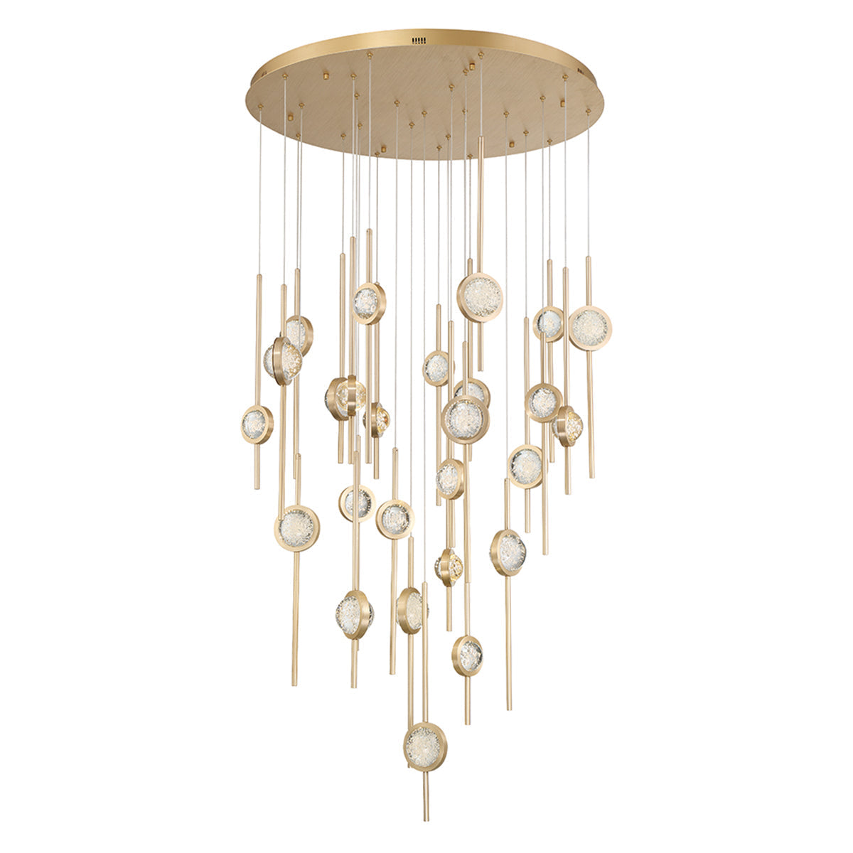 Eurofase Lighting Barletta 40" 26-Light Dimmable Integrated LED Gold Round Chandelier With Gold Anodized Aluminum Shades