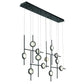 Eurofase Lighting Barletta 53" 12-Light Integrated LED Clear Glass Shade Anodized Black Grand Chandelier