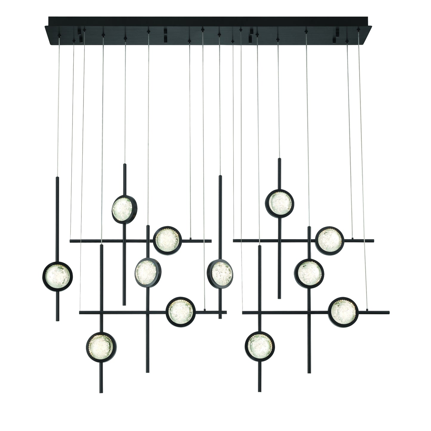 Eurofase Lighting Barletta 53" 12-Light Integrated LED Clear Glass Shade Anodized Black Grand Chandelier