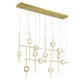 Eurofase Lighting Barletta 53" 12-Light Integrated LED Clear Glass Shade Anodized Gold Grand Chandelier
