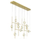 Eurofase Lighting Barletta 53" 12-Light Integrated LED Clear Glass Shade Anodized Gold Grand Chandelier