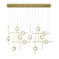 Eurofase Lighting Barletta 53" 12-Light Integrated LED Clear Glass Shade Anodized Gold Grand Chandelier