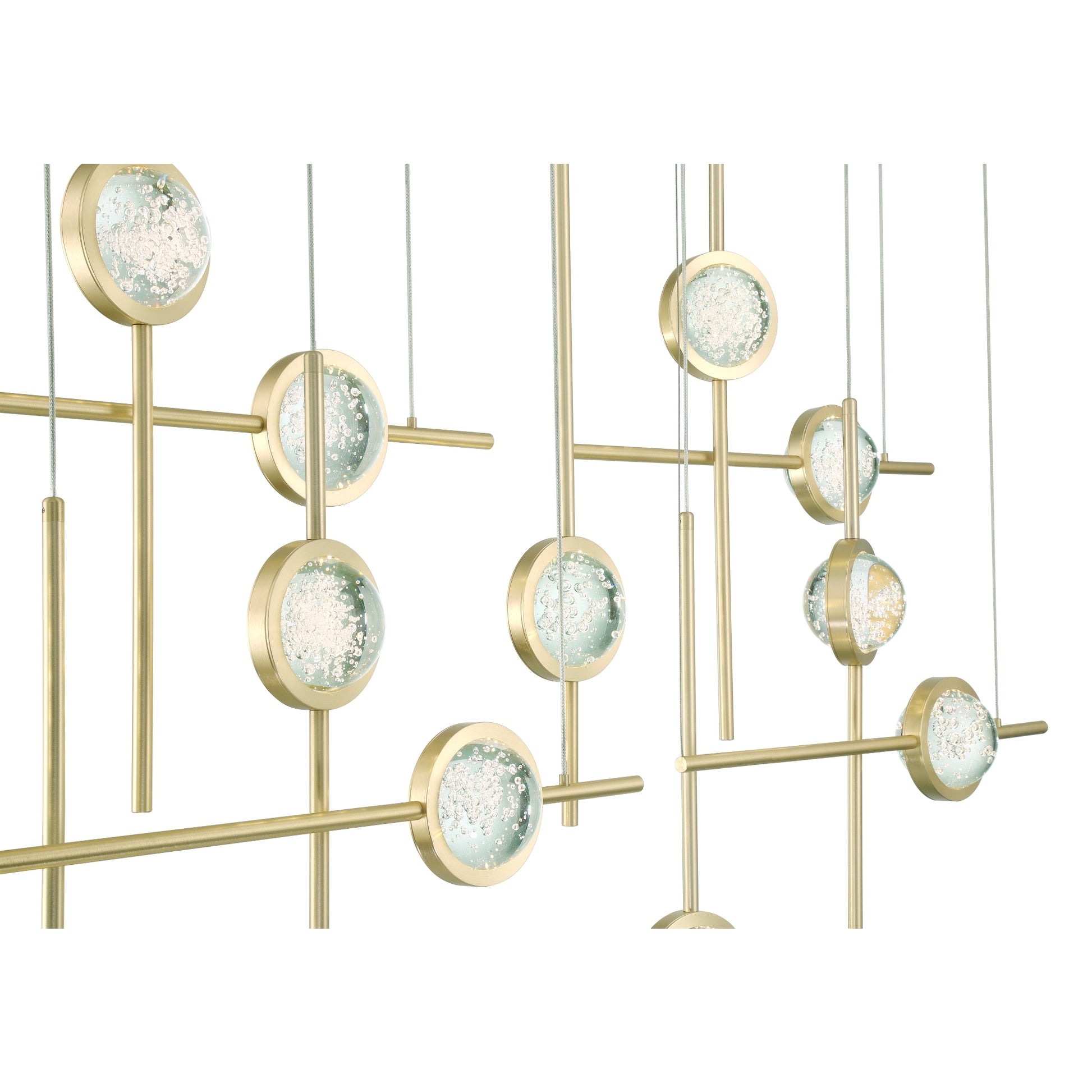 Eurofase Lighting Barletta 53" 12-Light Integrated LED Clear Glass Shade Anodized Gold Grand Chandelier