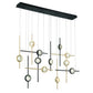 Eurofase Lighting Barletta 53" 12-Light Integrated LED Clear Glass Shade Anodized Gold and Black Grand Chandelier