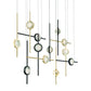Eurofase Lighting Barletta 53" 12-Light Integrated LED Clear Glass Shade Anodized Gold and Black Grand Chandelier