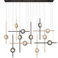 Eurofase Lighting Barletta 53" 12-Light Integrated LED Clear Glass Shade Anodized Gold and Black Grand Chandelier