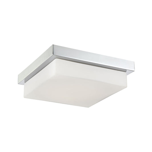 Eurofase Lighting Barlow 10" Dimmable Integrated LED Square Chrome Flush Mount With White Acrylic Shade