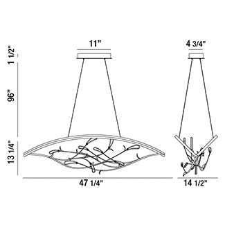 Eurofase Lighting Basilica 47" Dimmable Integrated LED Metal Bronze Chandelier With Bronze Metal Branch Accents