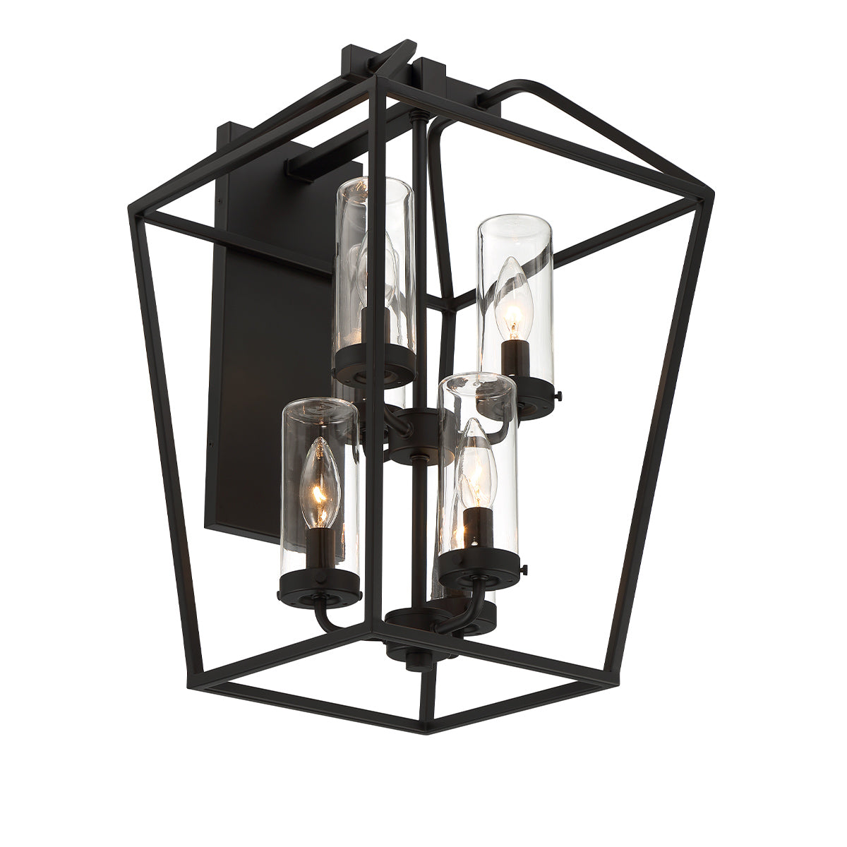 Eurofase Lighting Bastille 13" 6-Light Dimmable Incandescent Black Outdoor Wall Sconce With Glass Shades