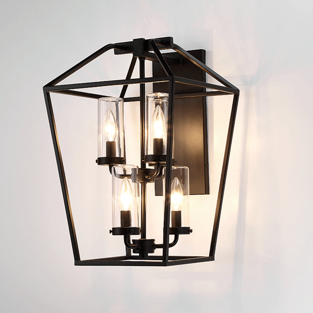 Eurofase Lighting Bastille 13" 6-Light Dimmable Incandescent Black Outdoor Wall Sconce With Glass Shades