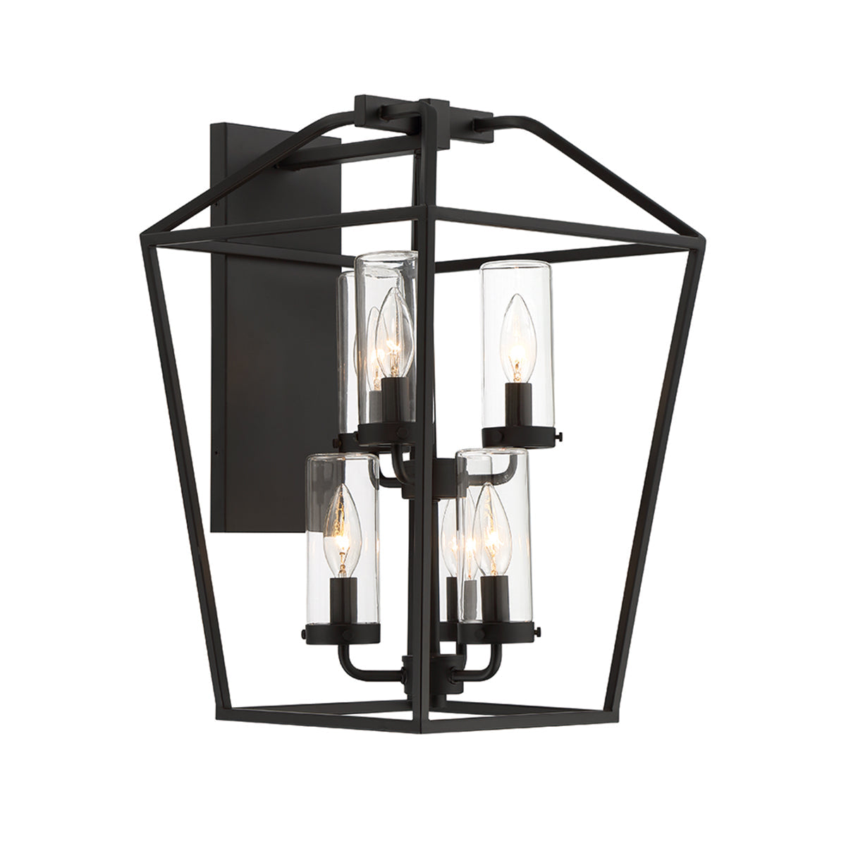 Eurofase Lighting Bastille 13" 6-Light Dimmable Incandescent Black Outdoor Wall Sconce With Glass Shades