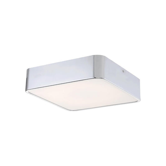 Eurofase Lighting Bays 12" Medium Dimmable Integrated LED Square Chrome Flush Mount With White Acrylic Shade