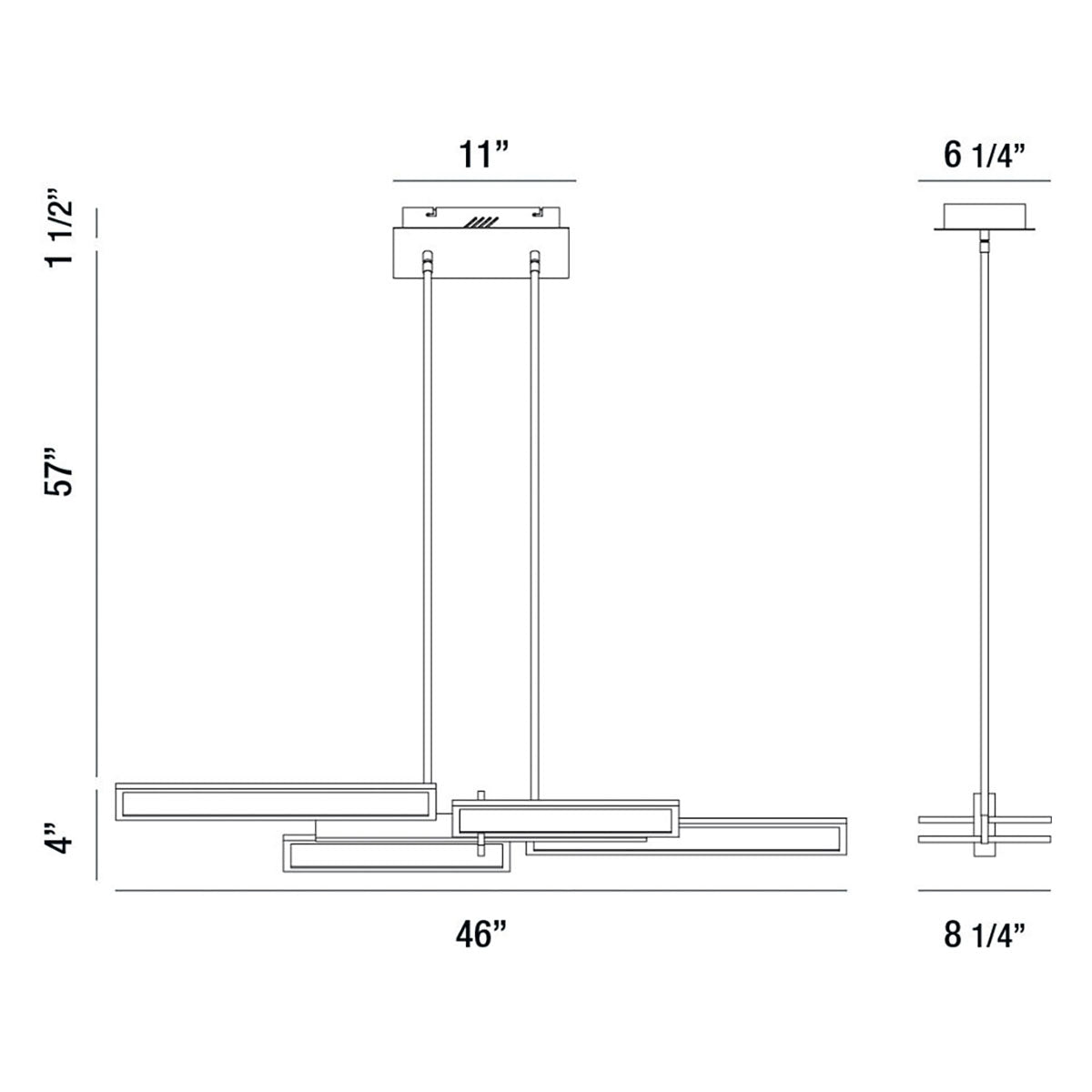 Eurofase Lighting Bayswater 46" Dimmable Integrated LED Metal Linear Matte Black Chandelier With Soft White Acrylic Shade