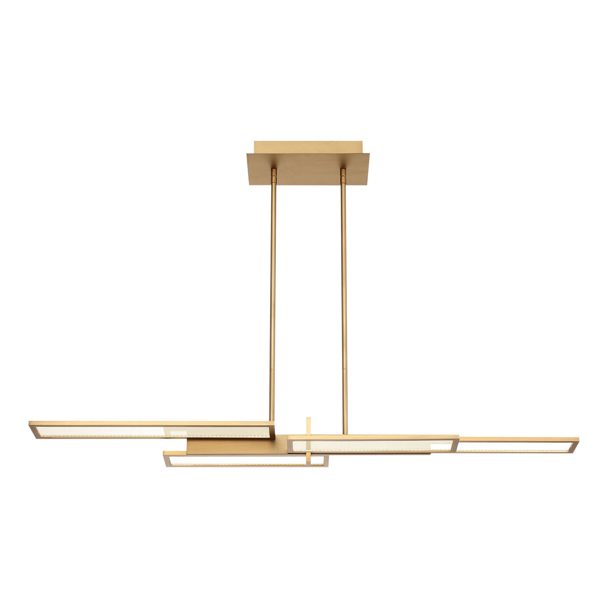 Eurofase Lighting Bayswater 46" Dimmable Integrated LED Metal Linear Satin Gold Chandelier With Soft White Acrylic Shade