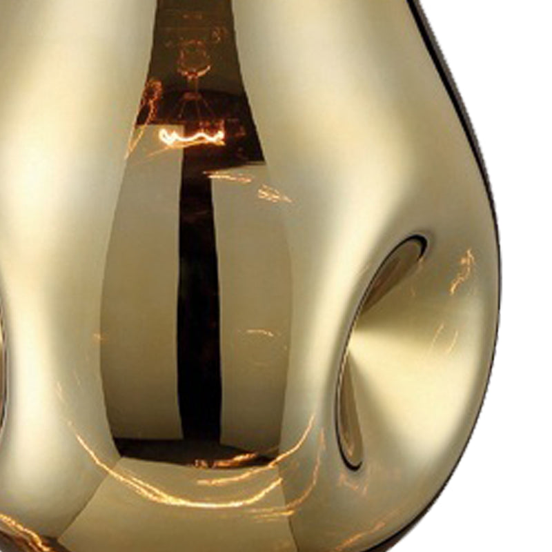 Eurofase Lighting Benalto 8" Dimmable Incandescent Chrome Pendant Light With Hand Blown Gold Pear-Shaped Glass Shade