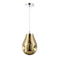 Eurofase Lighting Benalto 8" Dimmable Incandescent Chrome Pendant Light With Hand Blown Gold Pear-Shaped Glass Shade