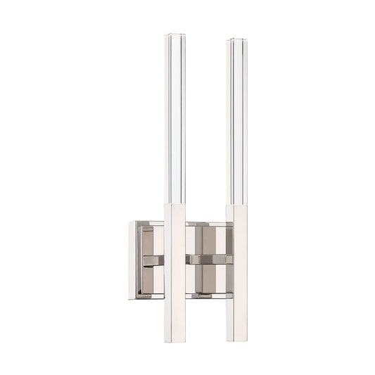 Eurofase Lighting Benicio 18" 2-Light Dimmable Integrated LED Polished Nickel Wall Sconce With Clear Glass Shades