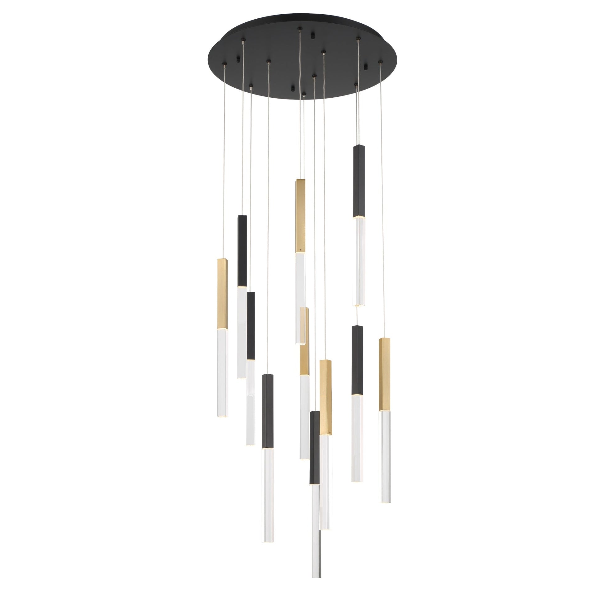 Eurofase Lighting Benicio 22" 11-Light Dimmable Integrated LED Gold-Black Mix Round Chandelier With Clear Glass Shades