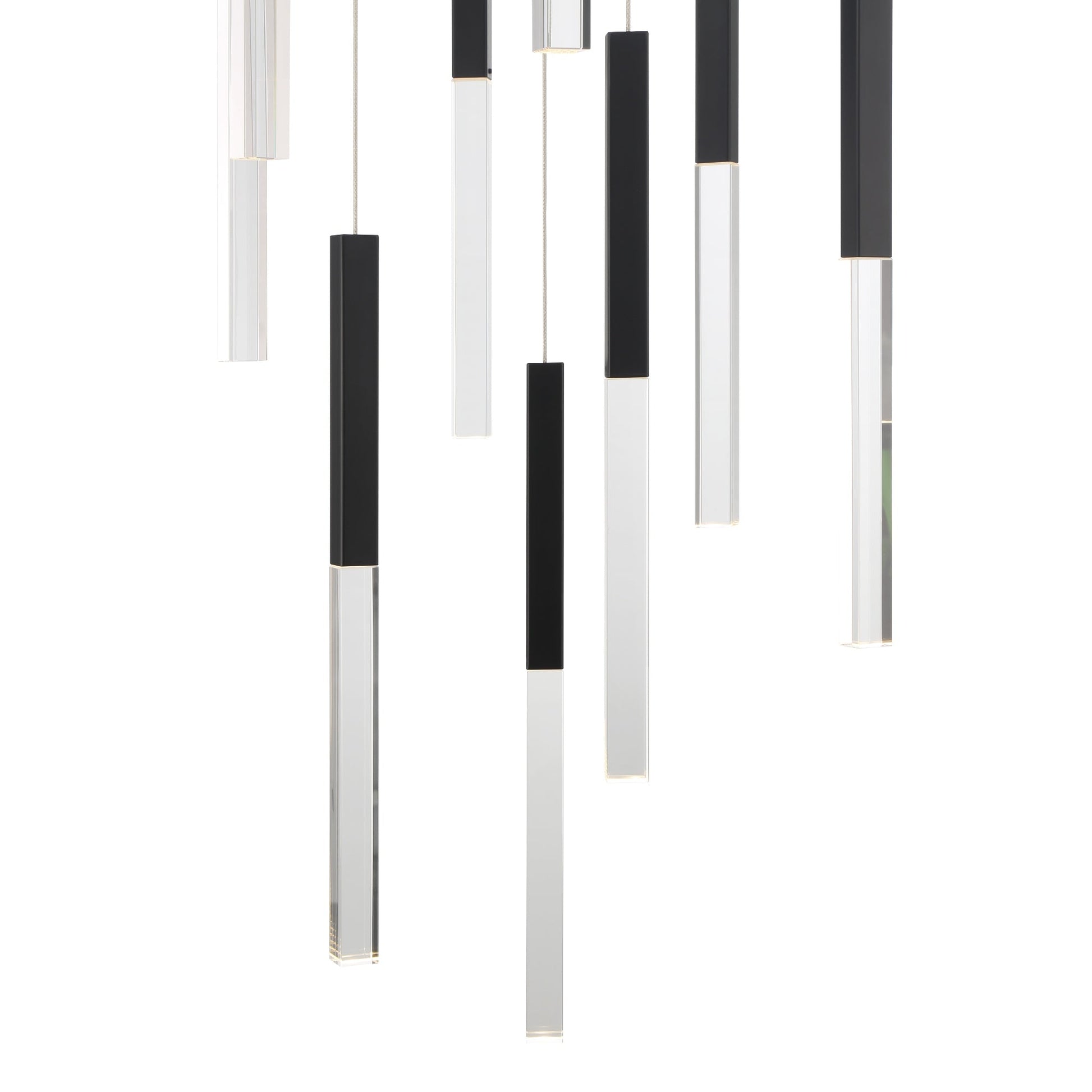 Eurofase Lighting Benicio 22" 11-Light Dimmable Integrated LED Matte Black Round Chandelier With Clear Glass Shades