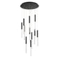Eurofase Lighting Benicio 22" 11-Light Dimmable Integrated LED Matte Black Round Chandelier With Clear Glass Shades