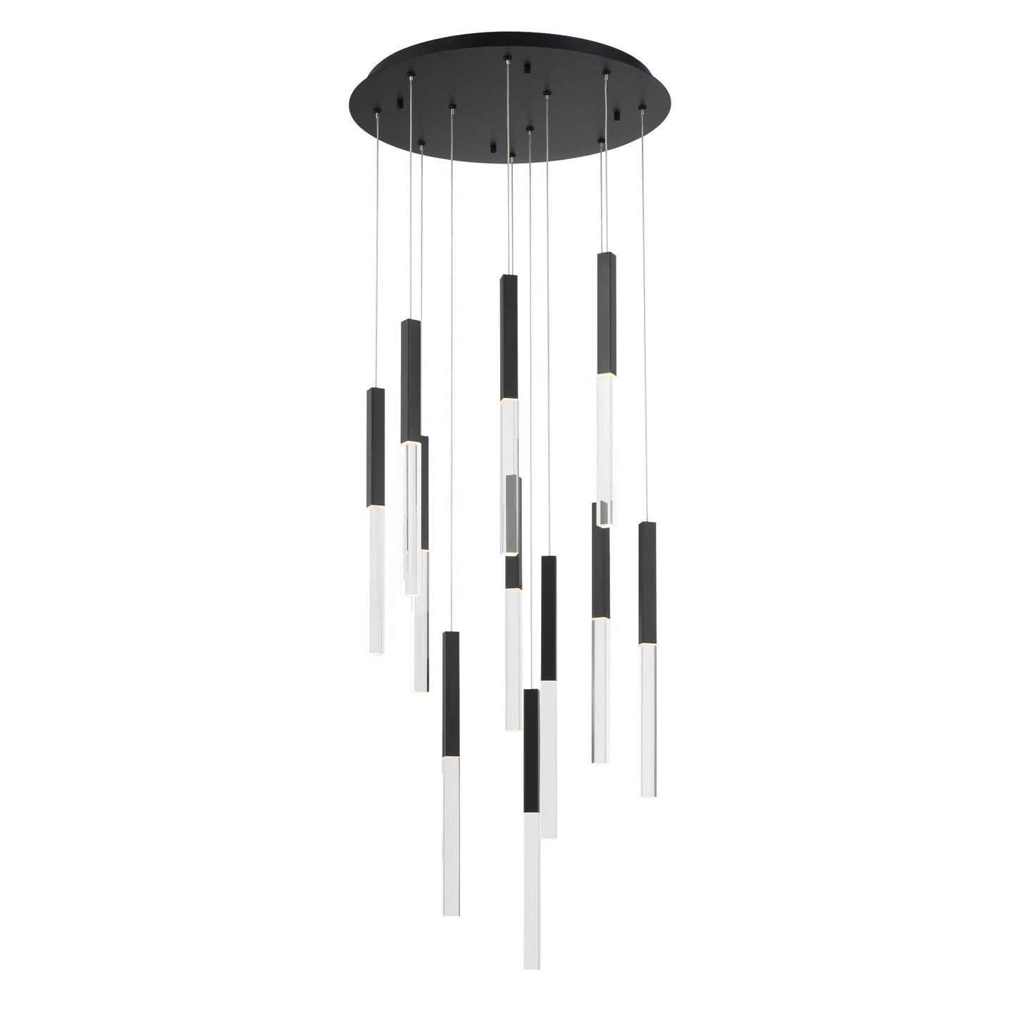 Eurofase Lighting Benicio 22" 11-Light Dimmable Integrated LED Matte Black Round Chandelier With Clear Glass Shades