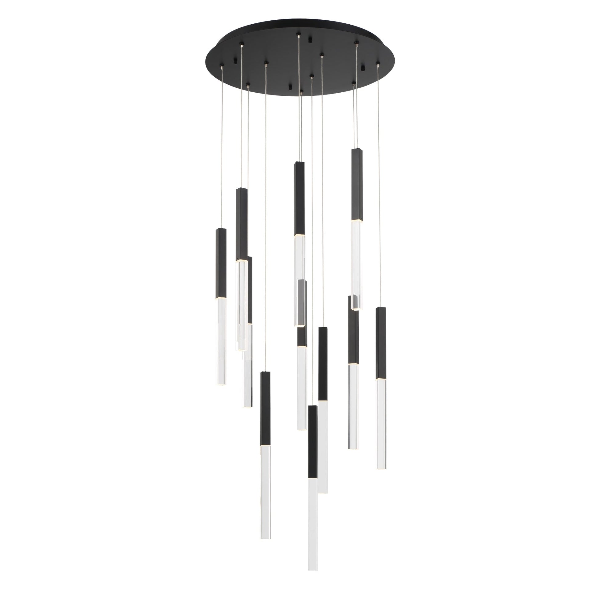 Eurofase Lighting Benicio 22" 11-Light Dimmable Integrated LED Matte Black Round Chandelier With Clear Glass Shades