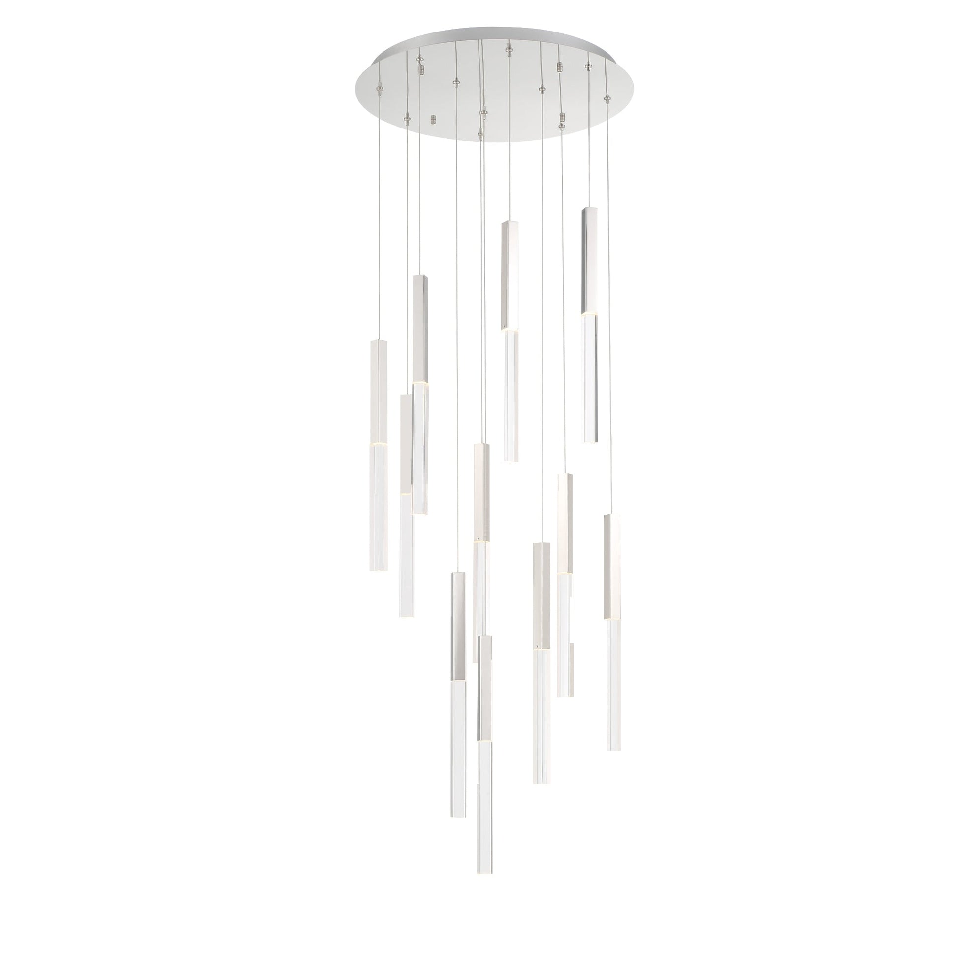 Eurofase Lighting Benicio 22" 11-Light Dimmable Integrated LED Polished Nickel Round Chandelier With Clear Glass Shades