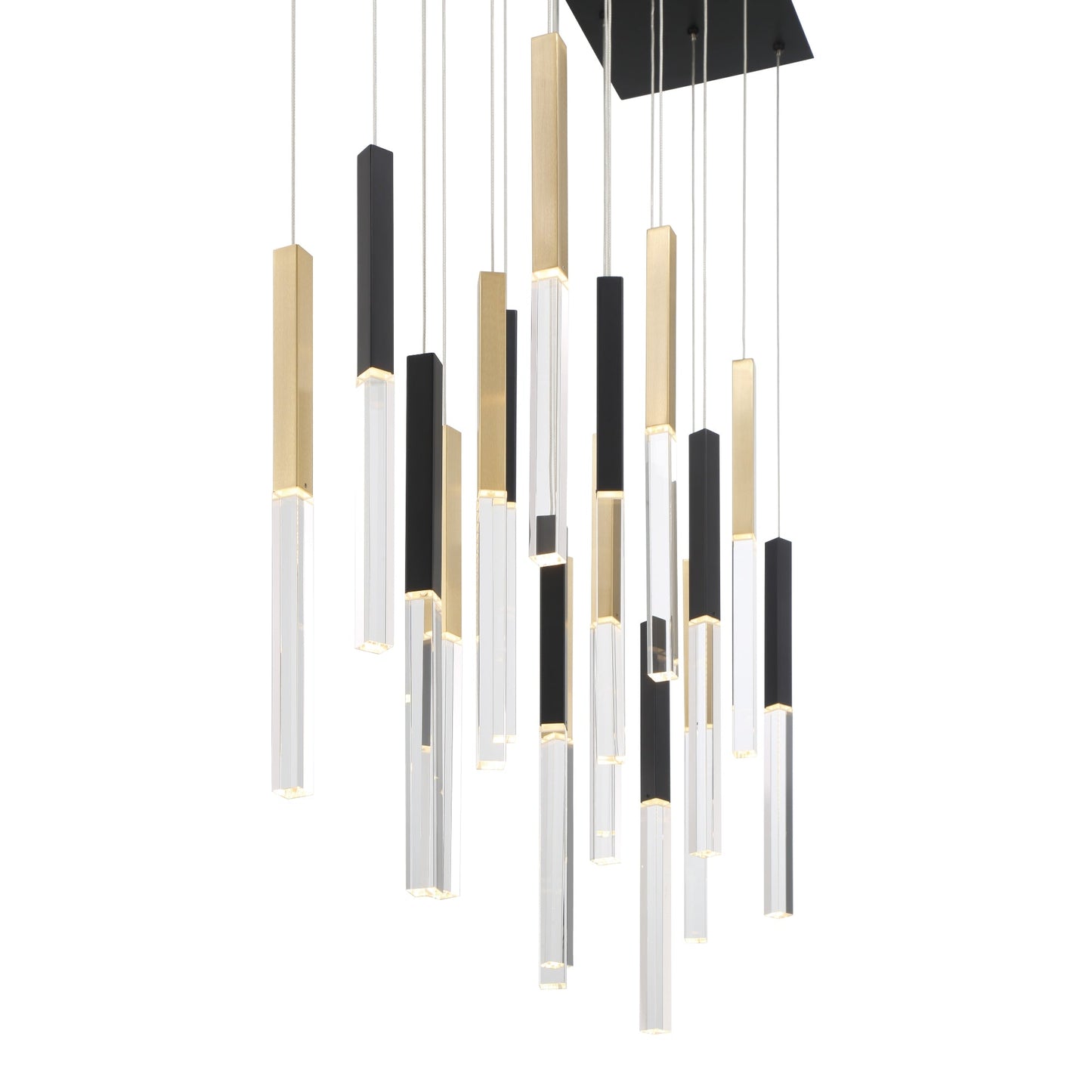 Eurofase Lighting Benicio 42" 18-Light Dimmable Integrated LED Gold-Black Mix Linear Chandelier With Clear Glass Shades