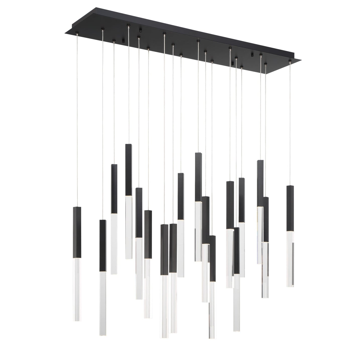 Eurofase Lighting Benicio 42" 18-Light Dimmable Integrated LED Matte Black Linear Chandelier With Clear Glass Shades