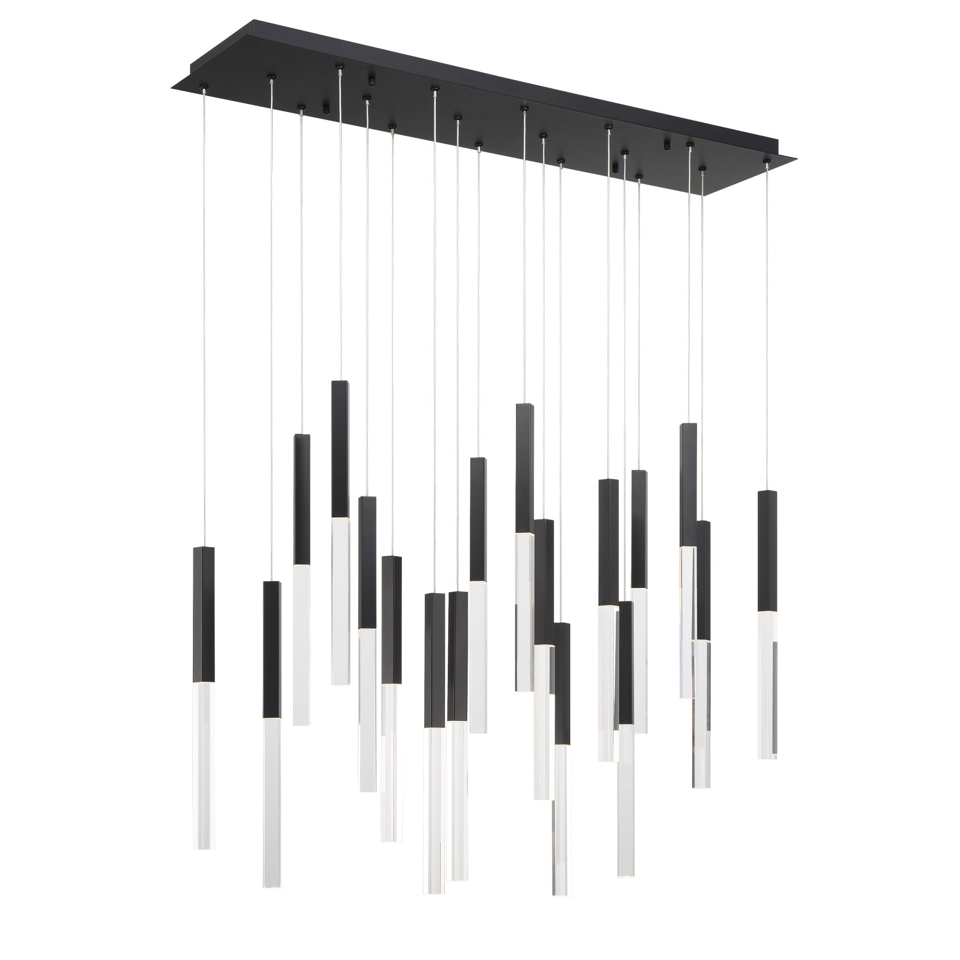 Eurofase Lighting Benicio 42" 18-Light Dimmable Integrated LED Matte Black Linear Chandelier With Clear Glass Shades