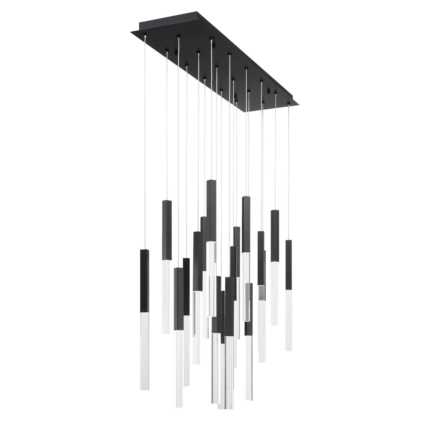 Eurofase Lighting Benicio 42" 18-Light Dimmable Integrated LED Matte Black Linear Chandelier With Clear Glass Shades