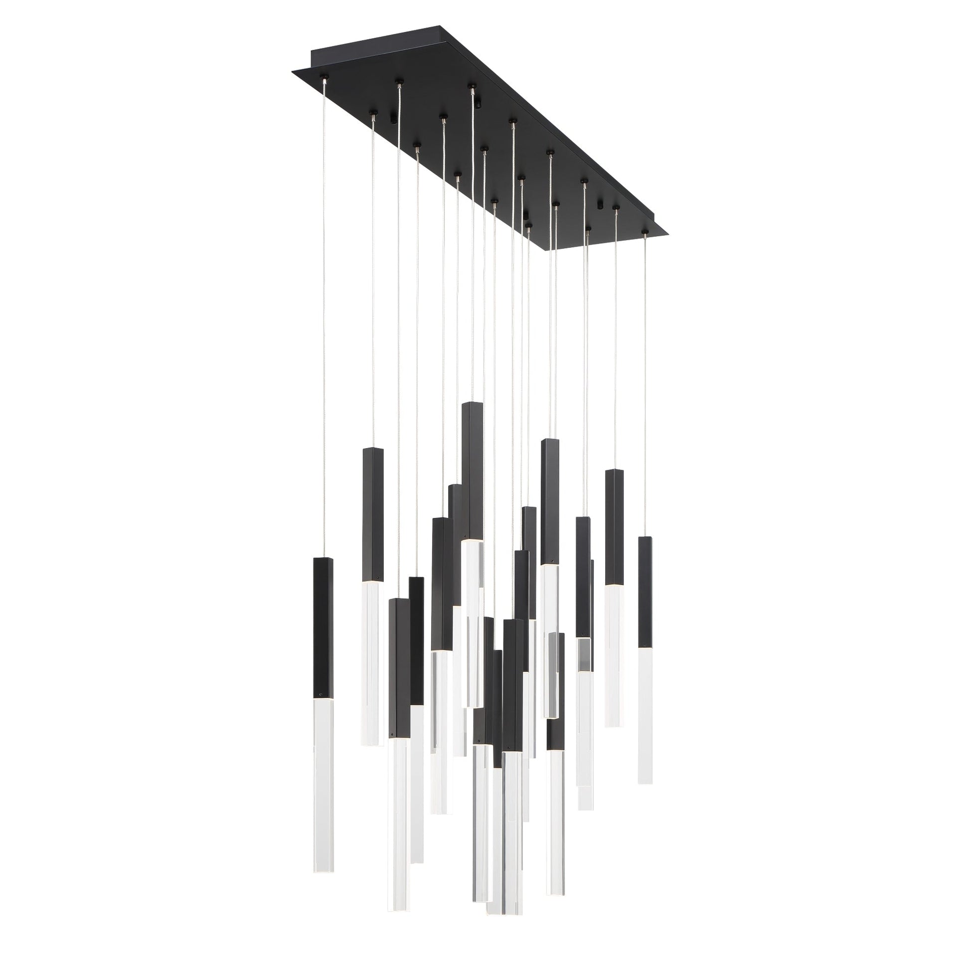 Eurofase Lighting Benicio 42" 18-Light Dimmable Integrated LED Matte Black Linear Chandelier With Clear Glass Shades