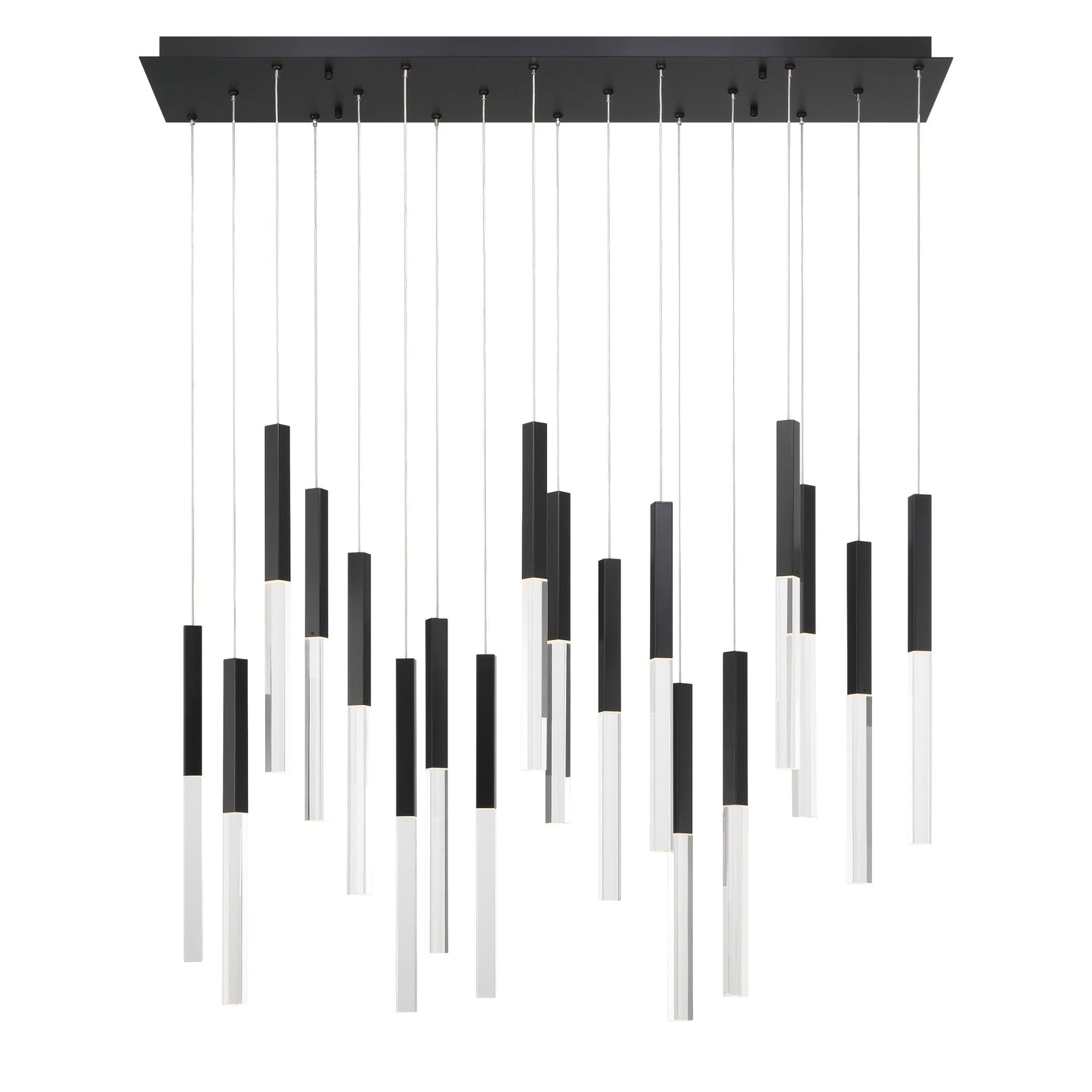 Eurofase Lighting Benicio 42" 18-Light Dimmable Integrated LED Matte Black Linear Chandelier With Clear Glass Shades