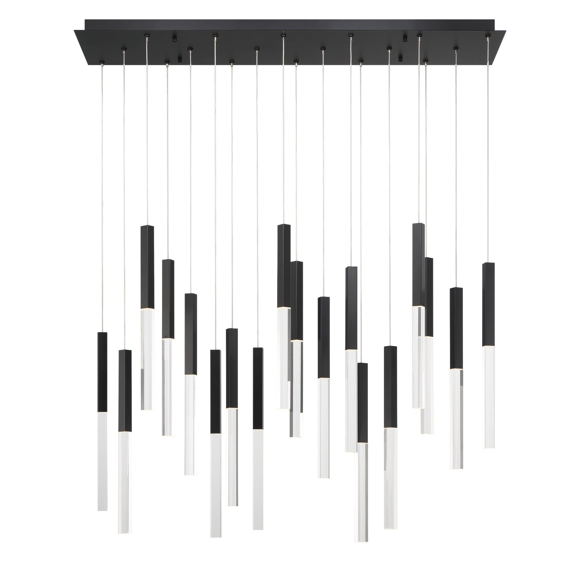 Eurofase Lighting Benicio 42" 18-Light Dimmable Integrated LED Matte Black Linear Chandelier With Clear Glass Shades