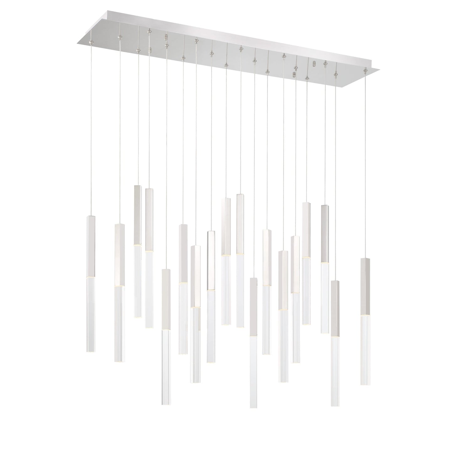 Eurofase Lighting Benicio 42" 18-Light Dimmable Integrated LED Polished Nickel Linear Chandelier With Clear Glass Shades
