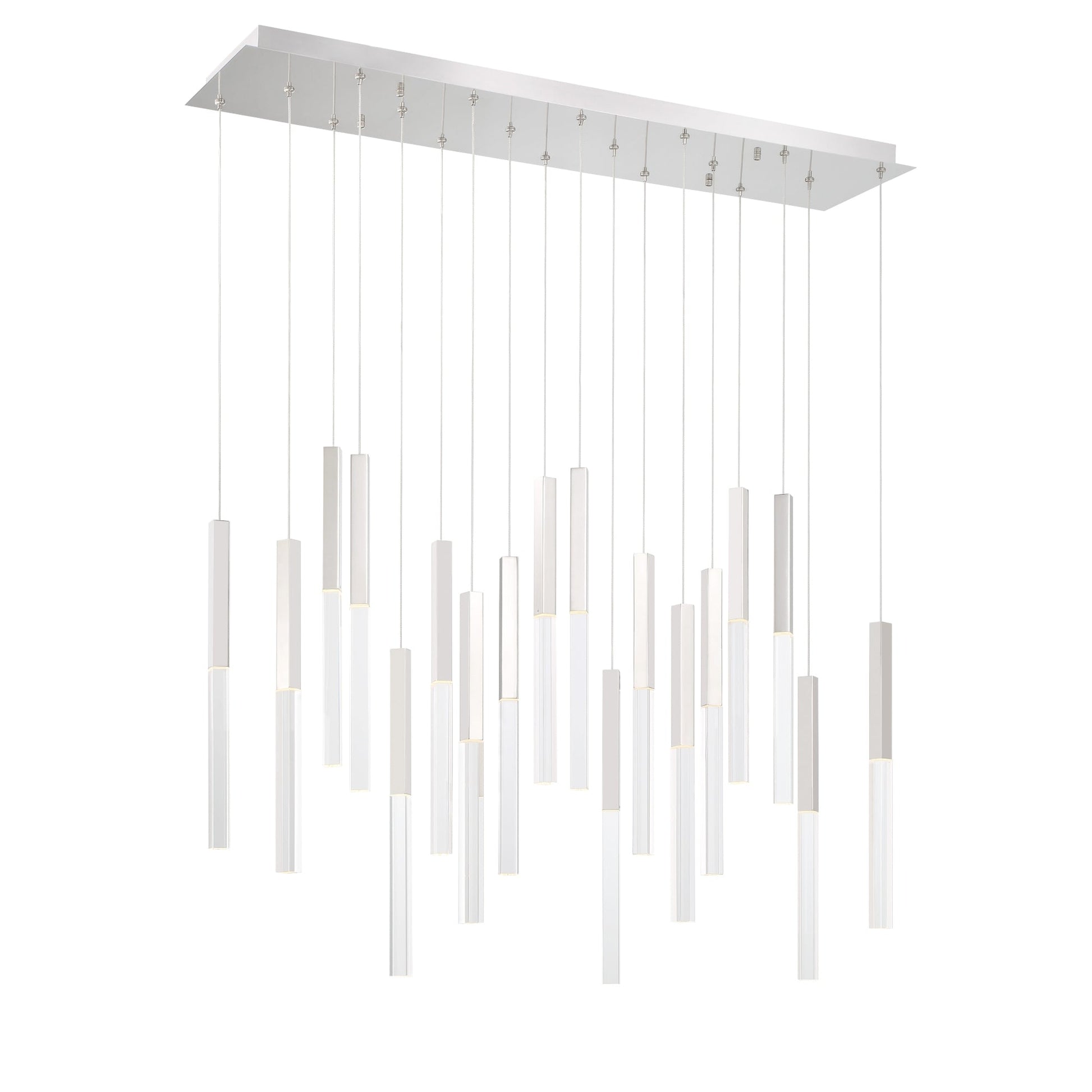 Eurofase Lighting Benicio 42" 18-Light Dimmable Integrated LED Polished Nickel Linear Chandelier With Clear Glass Shades