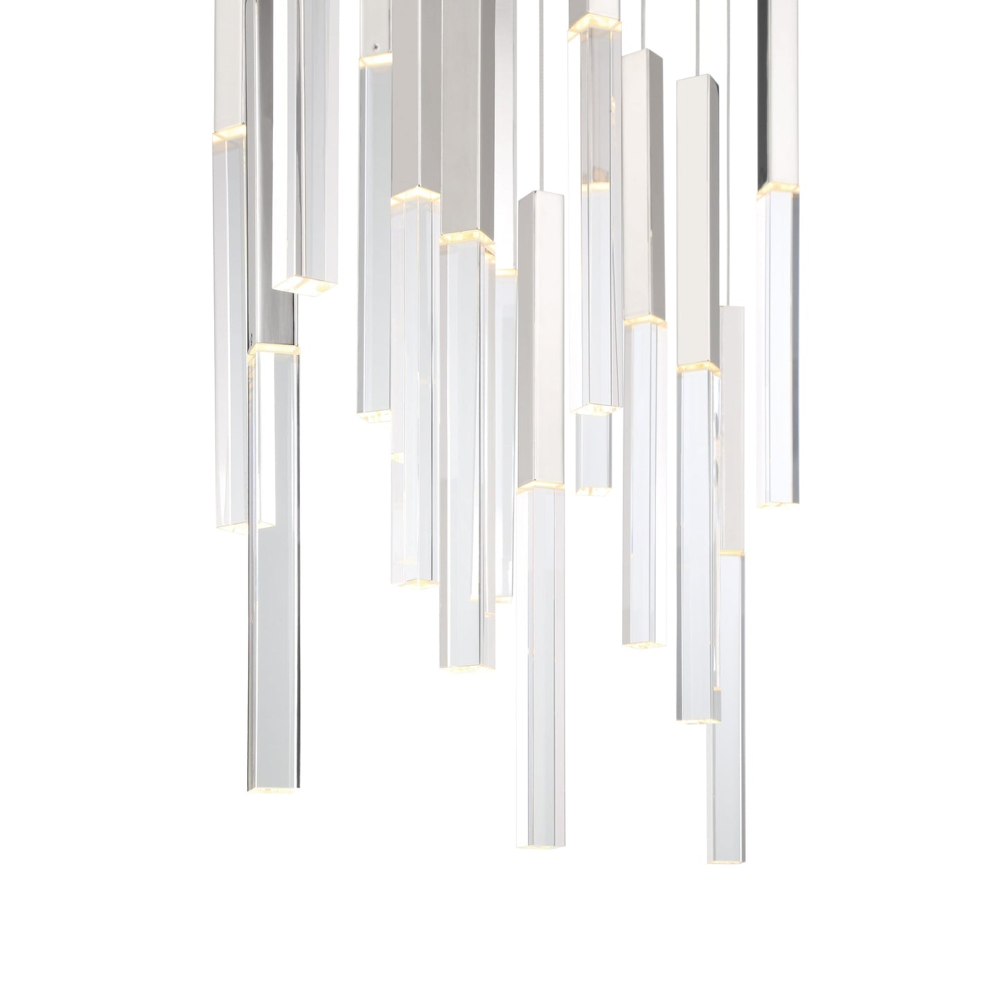 Eurofase Lighting Benicio 42" 18-Light Dimmable Integrated LED Polished Nickel Linear Chandelier With Clear Glass Shades